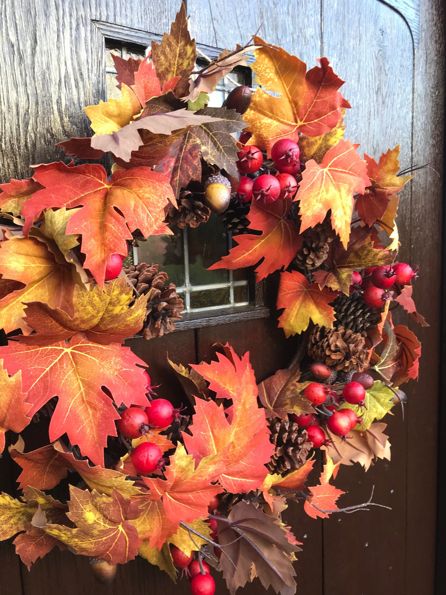 Autumn Maple Leaf & Pine Cone Wreath (30cm)