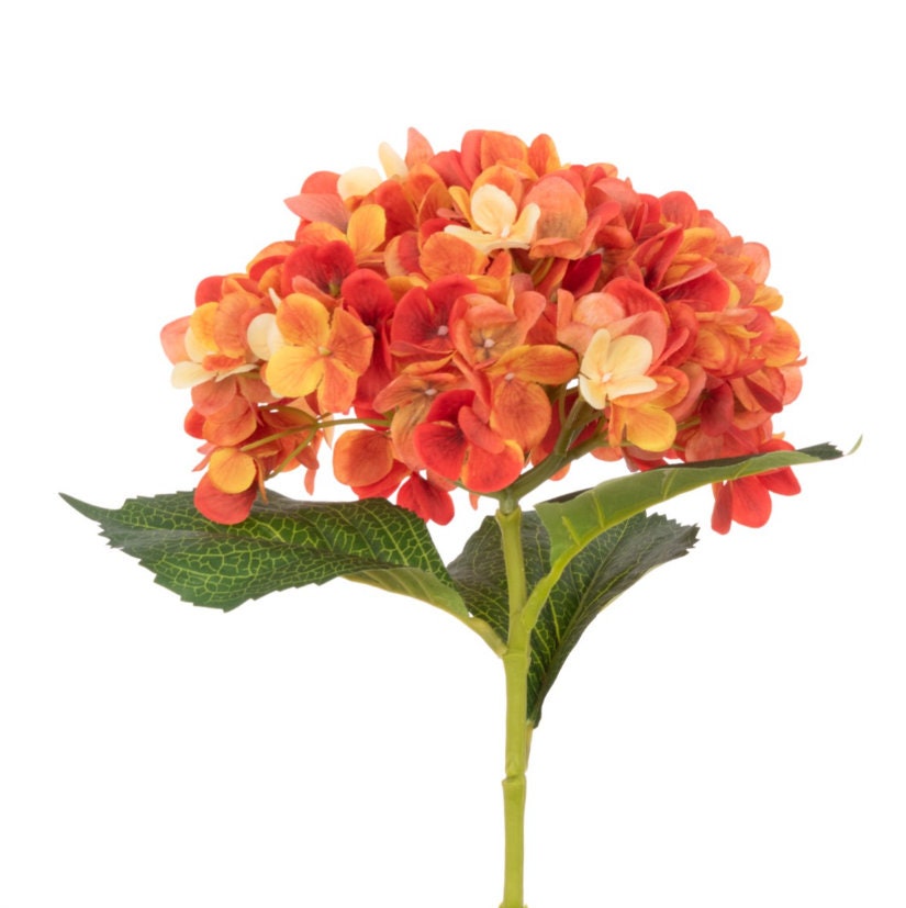 Artificial Orange Yellow Hydrangea Stem – 65cm Faux Flower