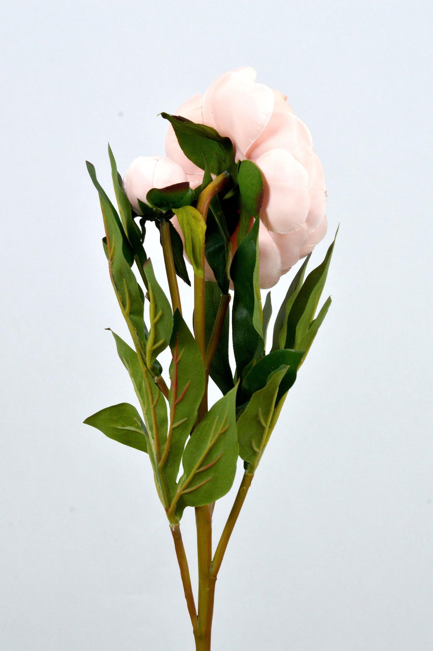Artificial Peony Blush Pink Frilled Petals With Bud, faux peony, artificial peony, blush peony