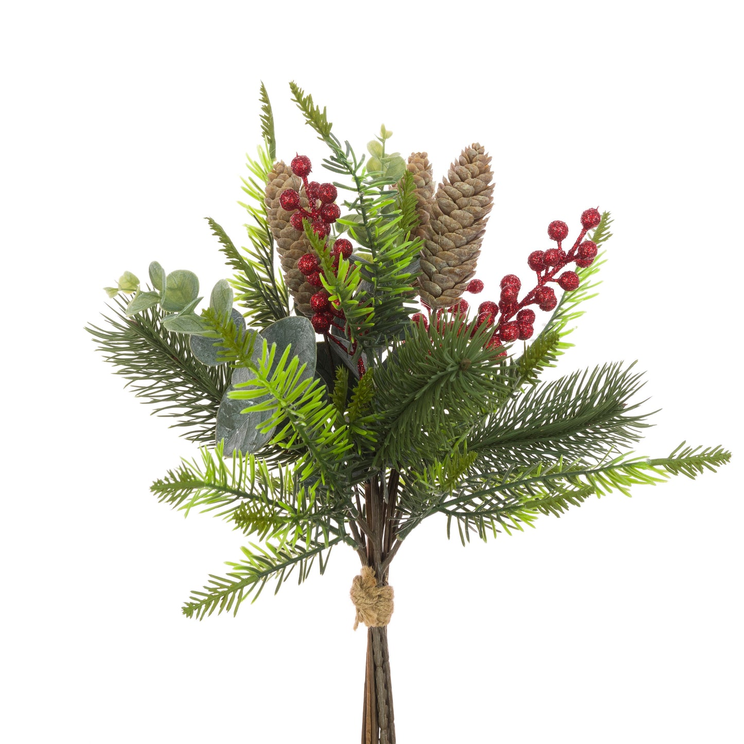 Pine & Glitter Berry Bunch, Faux Pine, Eucalyptus, Christmas Decoration, Xmas Foliage