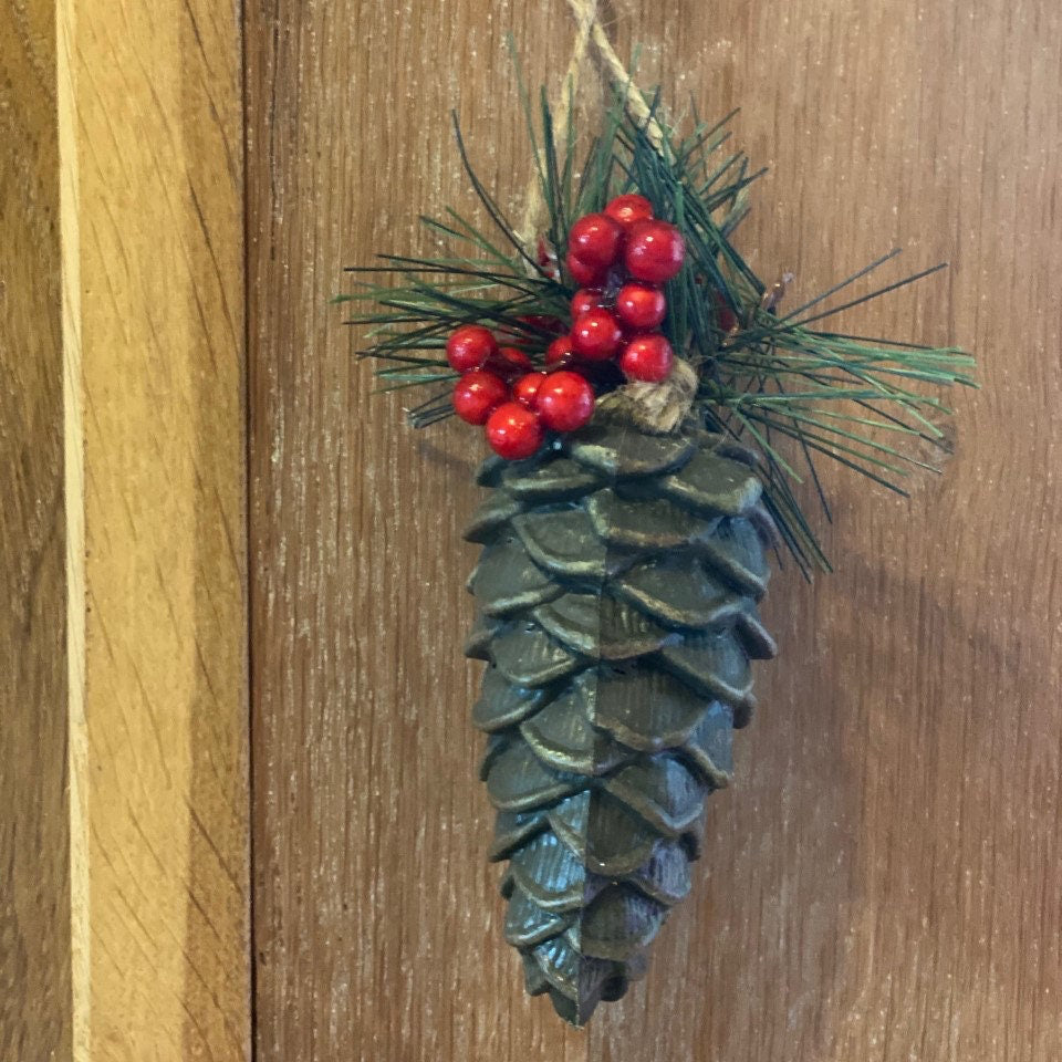 Pine Cone & Berry Christmas Tree Decoration, Faux Berries, Ferris Heart Sloane