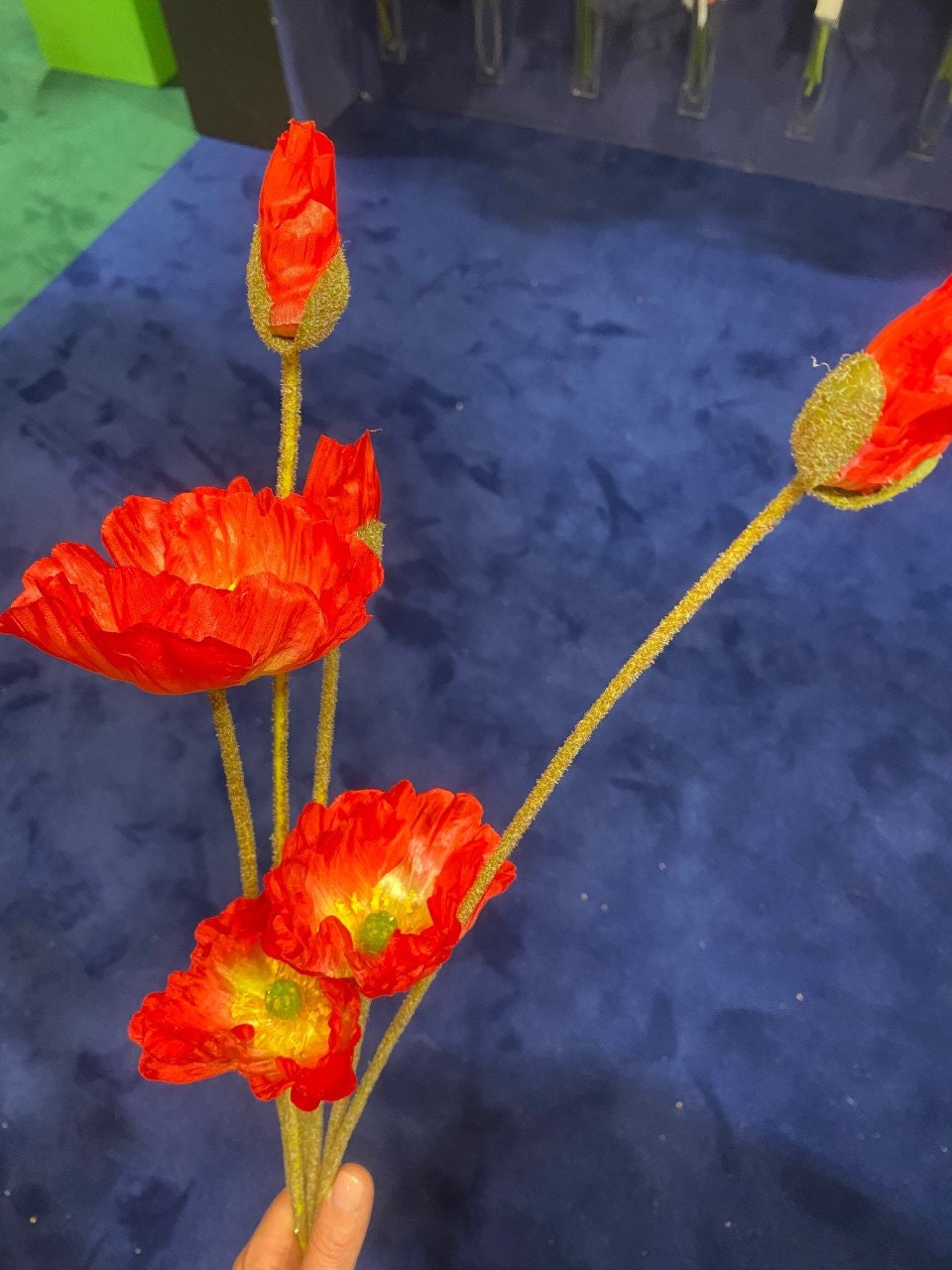 Premium Quality Red Orange Faux Poppy Stem pink poppy, faux poppy, artificial red poppy, artificial flowers, wedding, styling