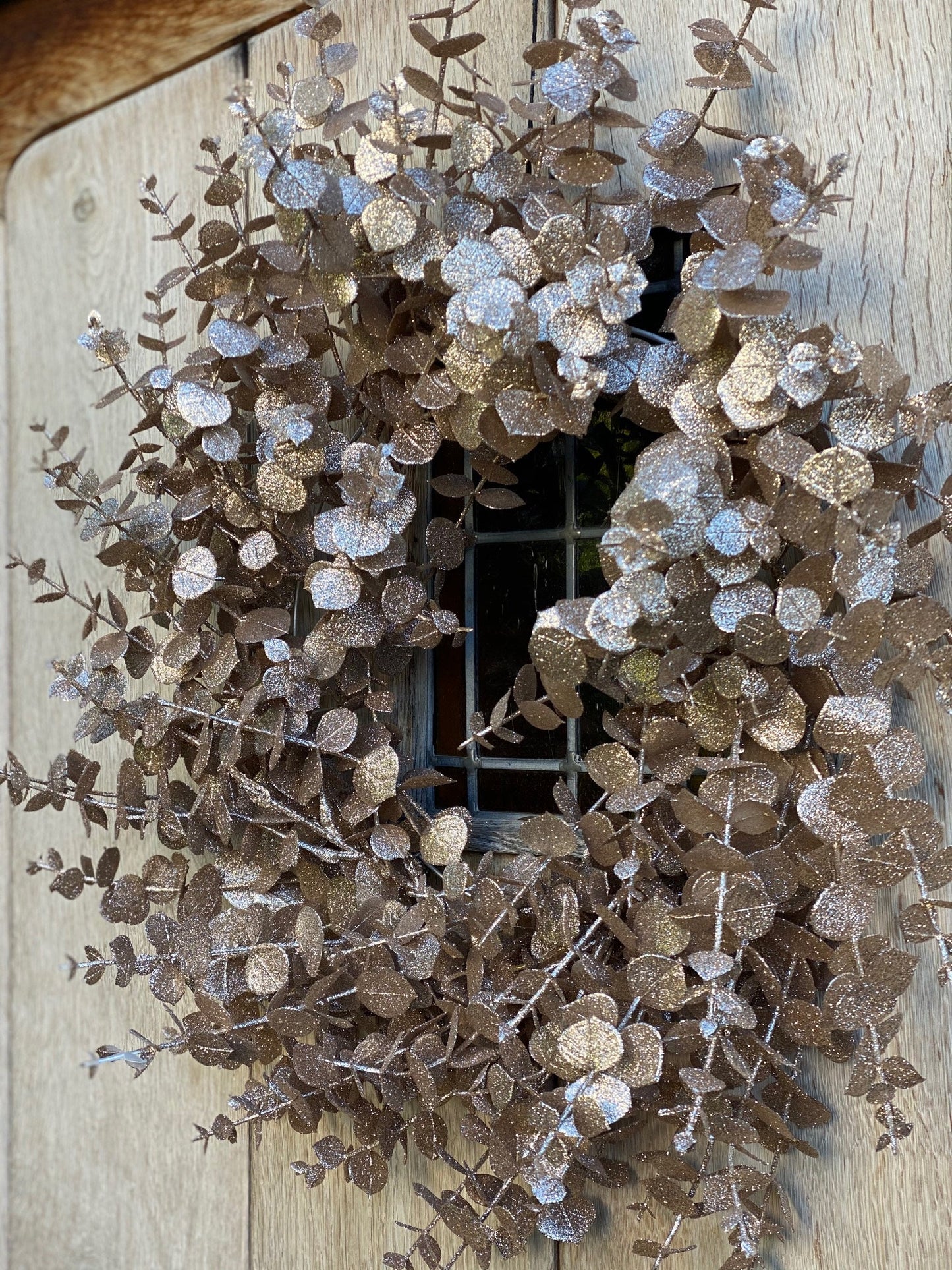 Limited Edition Gold Artificial Eucalyptus Wreath, faux wreath, faux eucalyptus, Christmas wreath, Ferris Heart Sloane