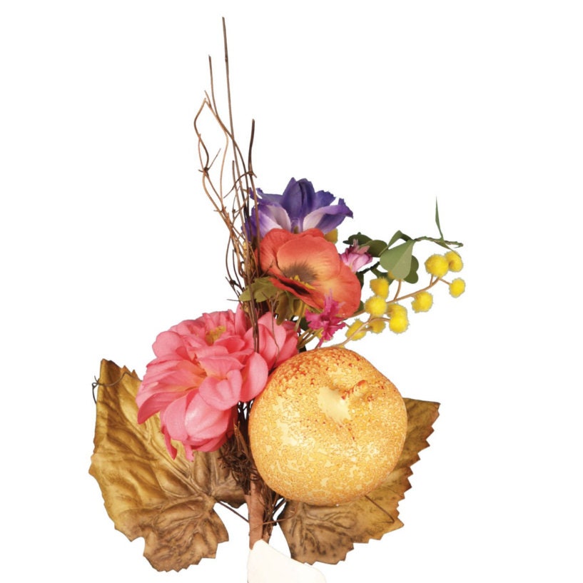 Vibrant Yellow Artificial Apple Floral Pick, home decor, wedding displays, floral arrangements, faux flowers, artificial apple, hat