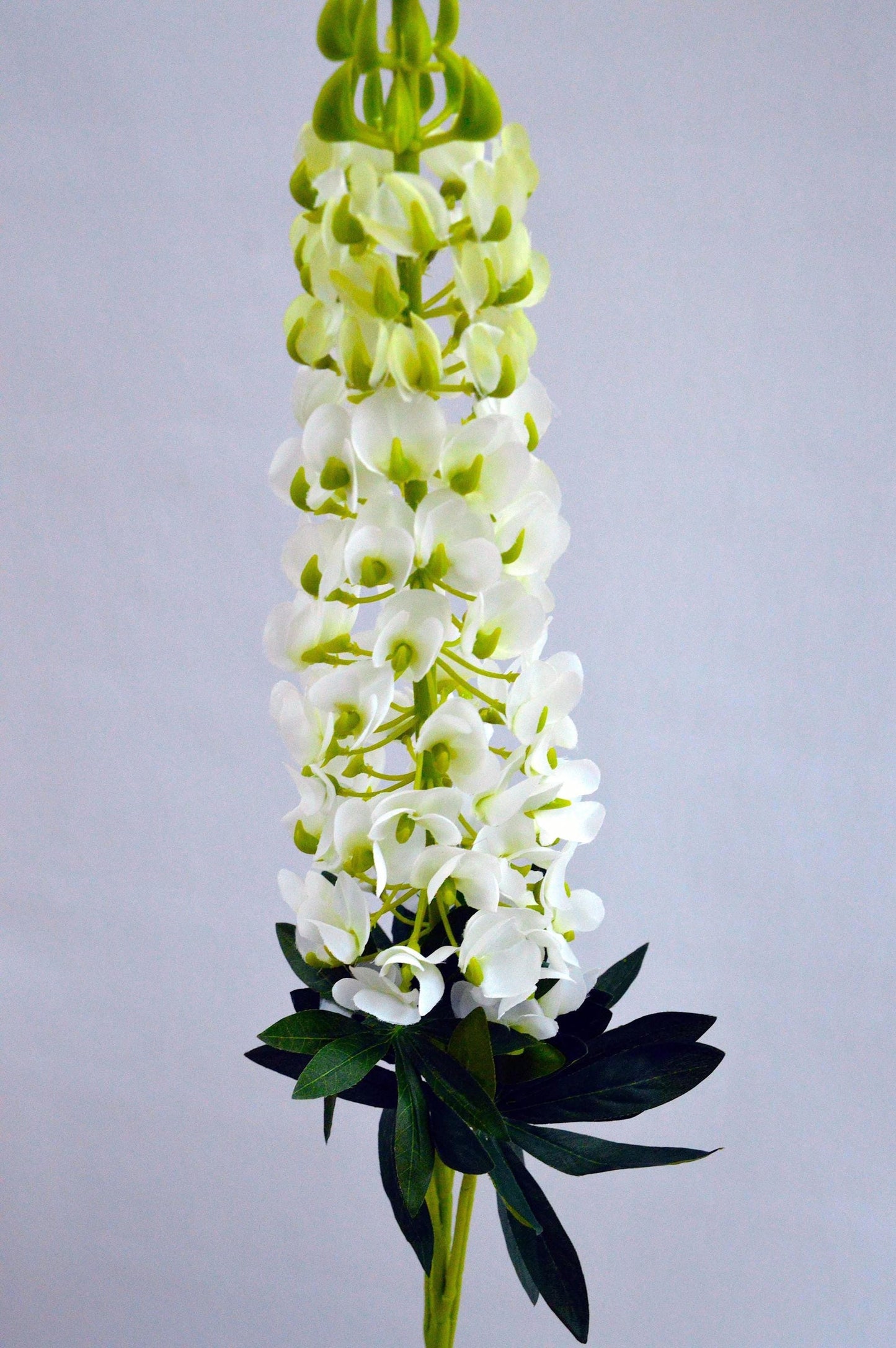 Artificial White Lupin Stem, faux lupin, artificial bluebonnets, faux white bluebonnets, spring flowers, stately home, artificial flowers