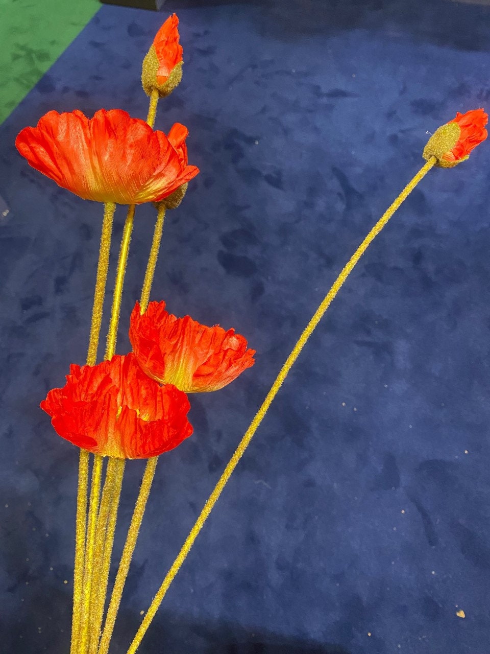 Premium Quality Red Orange Faux Poppy Stem pink poppy, faux poppy, artificial red poppy, artificial flowers, wedding, styling