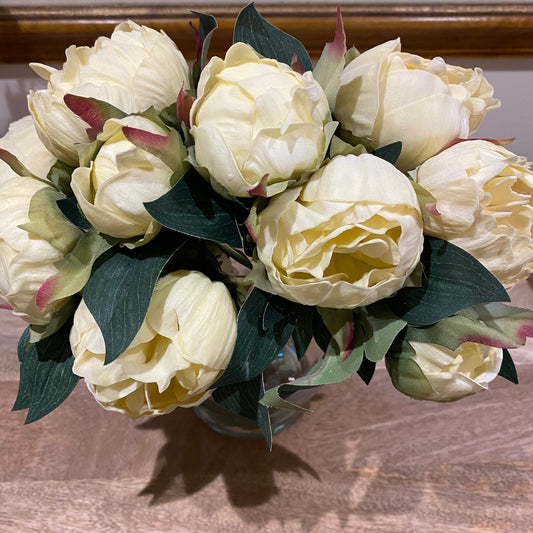 Artificial Cream Peony Bunch, faux peony, artificial peony, cream peony, cream peonies, faux cream peonies, artificial cream peonies