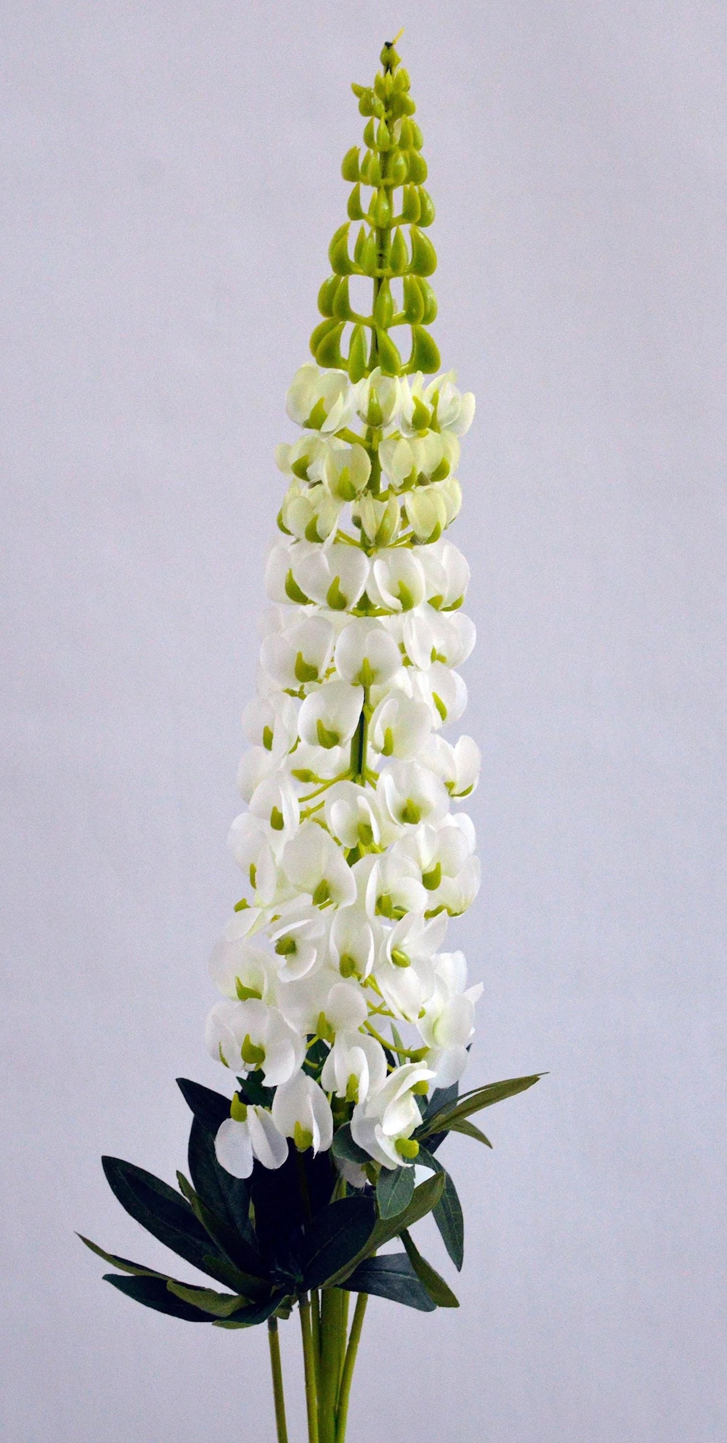 Artificial White Lupin Stem, faux lupin, artificial bluebonnets, faux white bluebonnets, spring flowers, stately home, artificial flowers