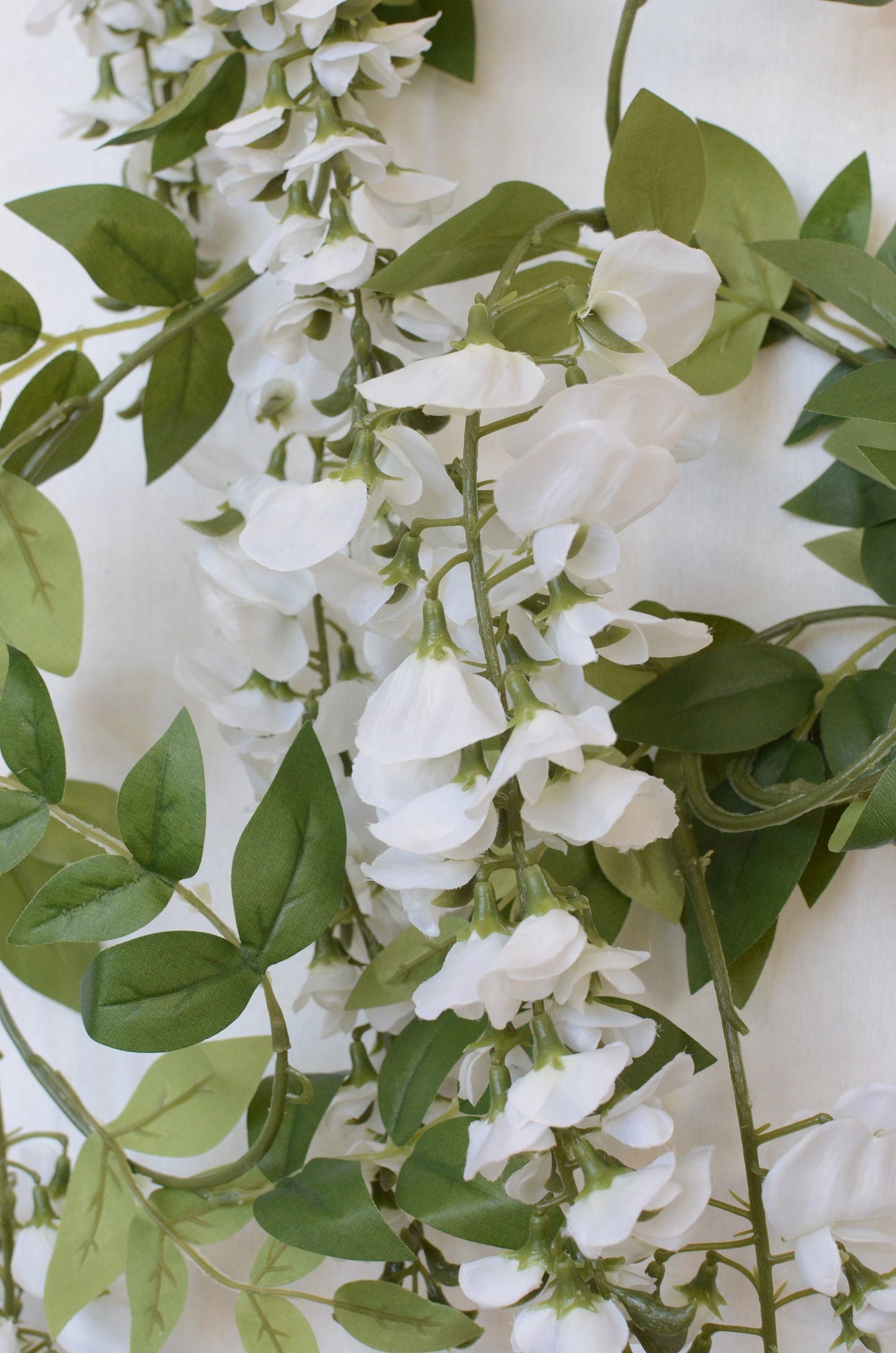 Ferris Heart Sloane -  Artificial White Wisteria Garland - 180cm long, wisteria garland, artificial garland, faux garland, faux wisteria