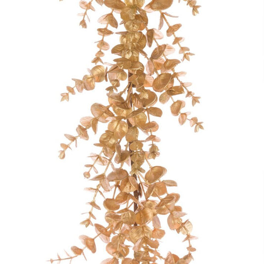 Artificial Gold Sparkle Eucalyptus Garland 180cm long, faux flowers, floristry, hanging display, home decor
