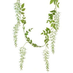 Ferris Heart Sloane -  Artificial White Wisteria Garland - 180cm long, wisteria garland, artificial garland, faux garland, faux wisteria