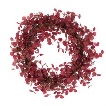 Artificial Burgundy Eucalyptus with Berries Wreath, Christmas door wreath, faux Eucalyptus, Ferris Heart Sloane