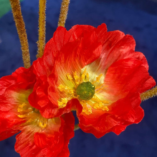Premium Quality Red Orange Faux Poppy Stem pink poppy, faux poppy, artificial red poppy, artificial flowers, wedding, styling
