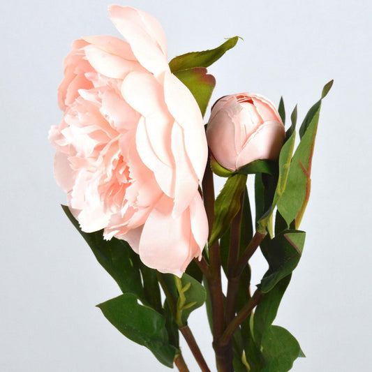 Artificial Peony Blush Pink Frilled Petals With Bud, faux peony, artificial peony, blush peony