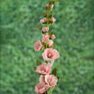Artificial Pink Hollyhock, pink hollyhock stem, faux hollyhocks, silk hollyhock flowers, silk flower stem, pink hollyhock, window display