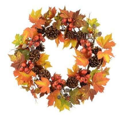 Autumn Maple Leaf & Pine Cone Wreath (30cm)
